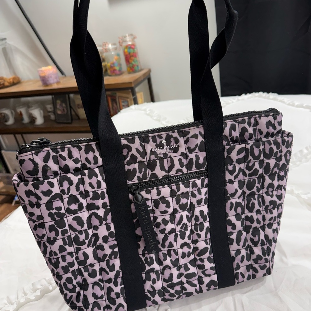 Kate Spade Lavender and Black Animal Print Tote
